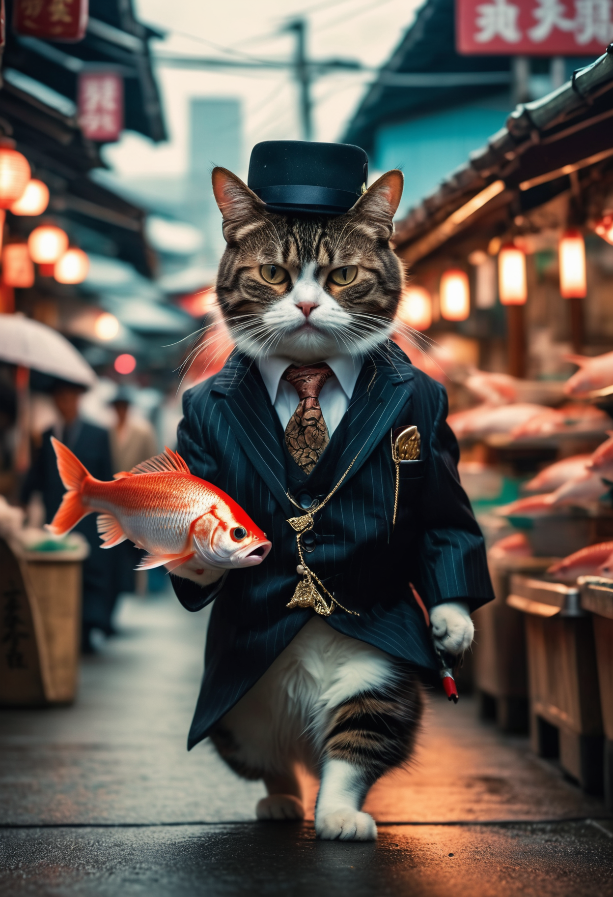 00038-A hyperdetailed photograph of a Cat dressed as a mafia boss holding a fish walking down a Japanese fish market with an angry fac.png